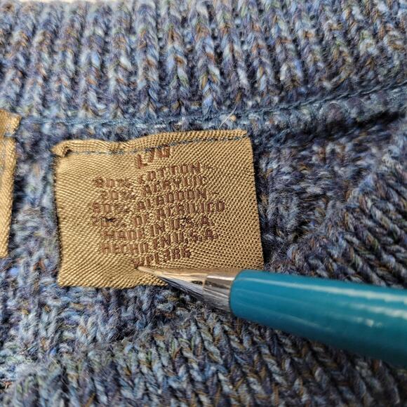 Haggar Generations Blue Marled Henley Sweater size Large - Picture 6 of 9